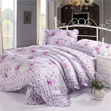 凱萌家紡 全棉斜紋韓版花邊環(huán)保印花四件套 花季蜜語 紫 帶禮盒怎么樣,好不好